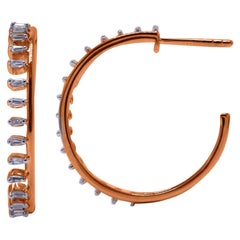 TJD 0.25 Carat Baguette Diamond 14 Karat Rose Gold Designer Earrings