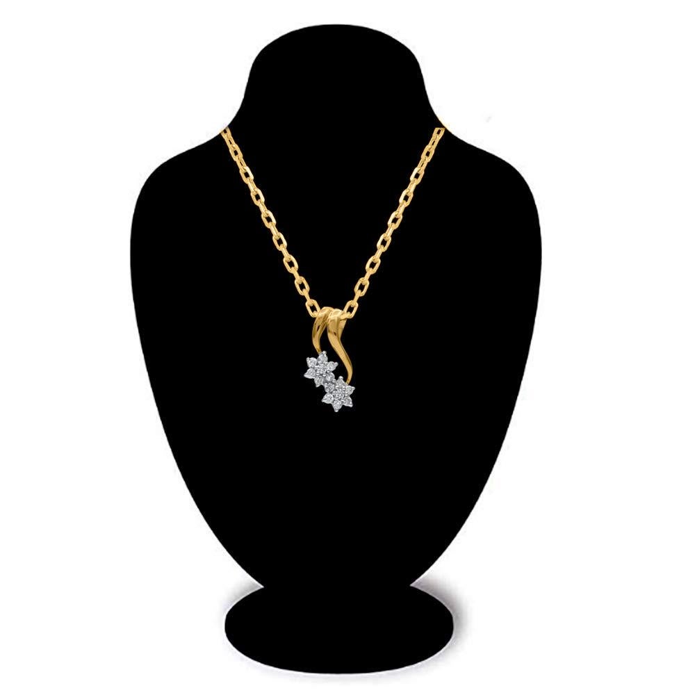 TJD 0,25 Karat Brillantschliff Diamant 14KT Gold Cluster Blume Anhänger Halskette Damen im Angebot