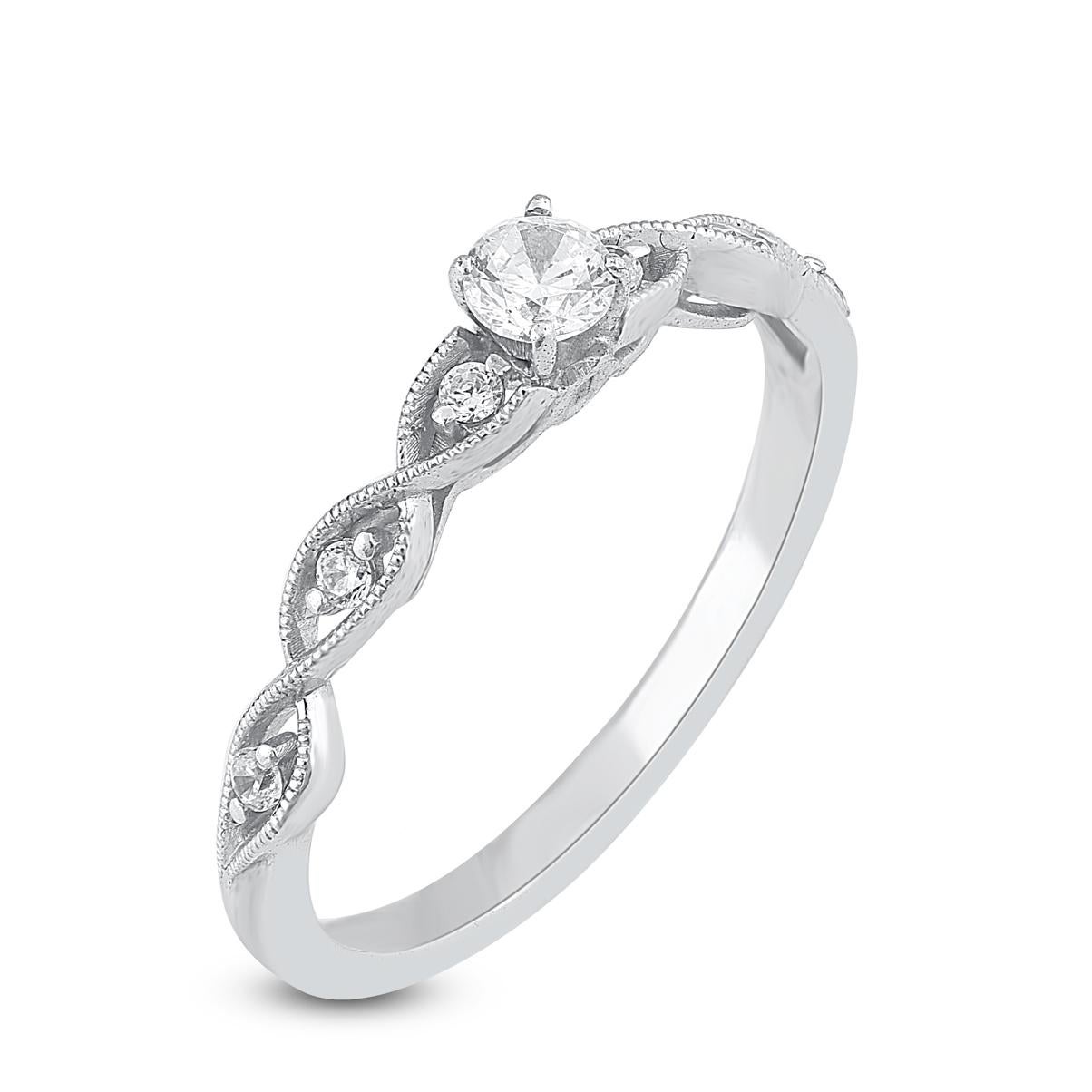 Contemporary TJD 0.25 Carat Brilliant Cut Diamond 14KT White Gold Solitaire Engagement Ring For Sale