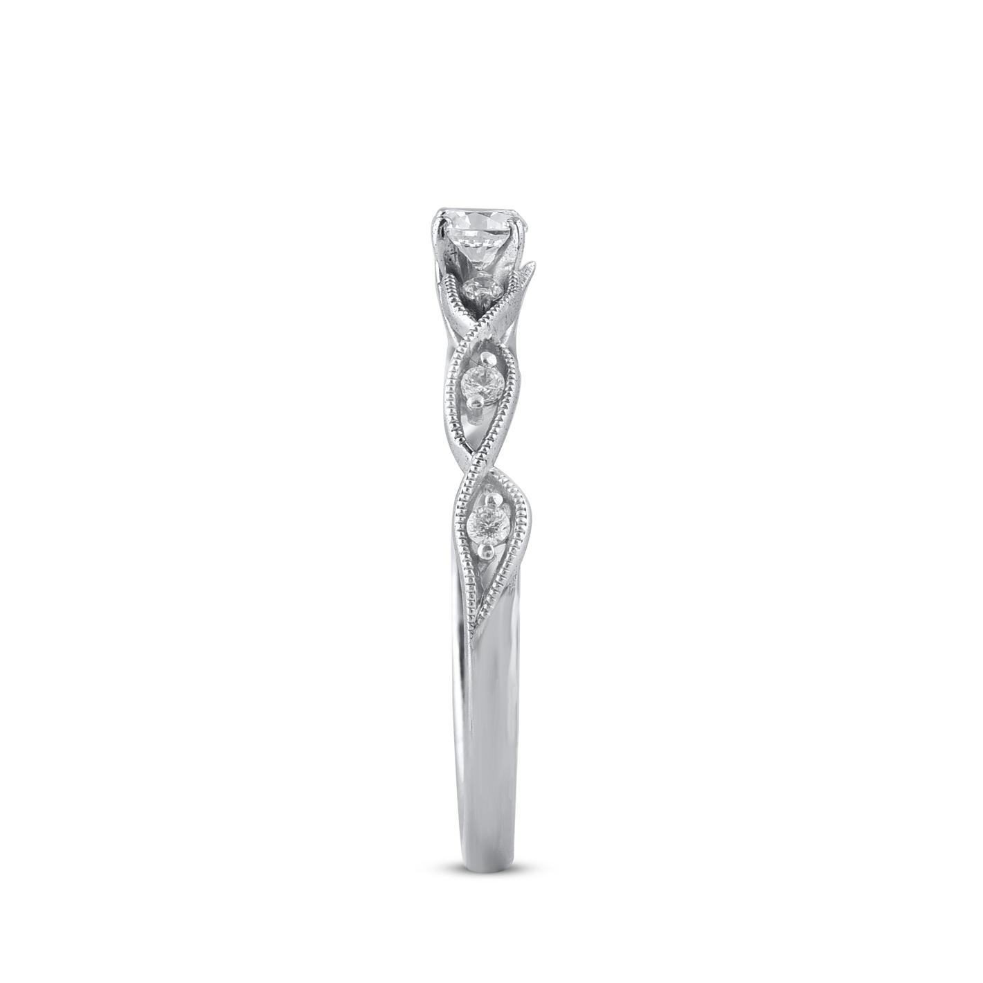 TJD 0.25 Carat Brilliant Cut Diamond 14KT White Gold Solitaire Engagement Ring In New Condition For Sale In New York, NY