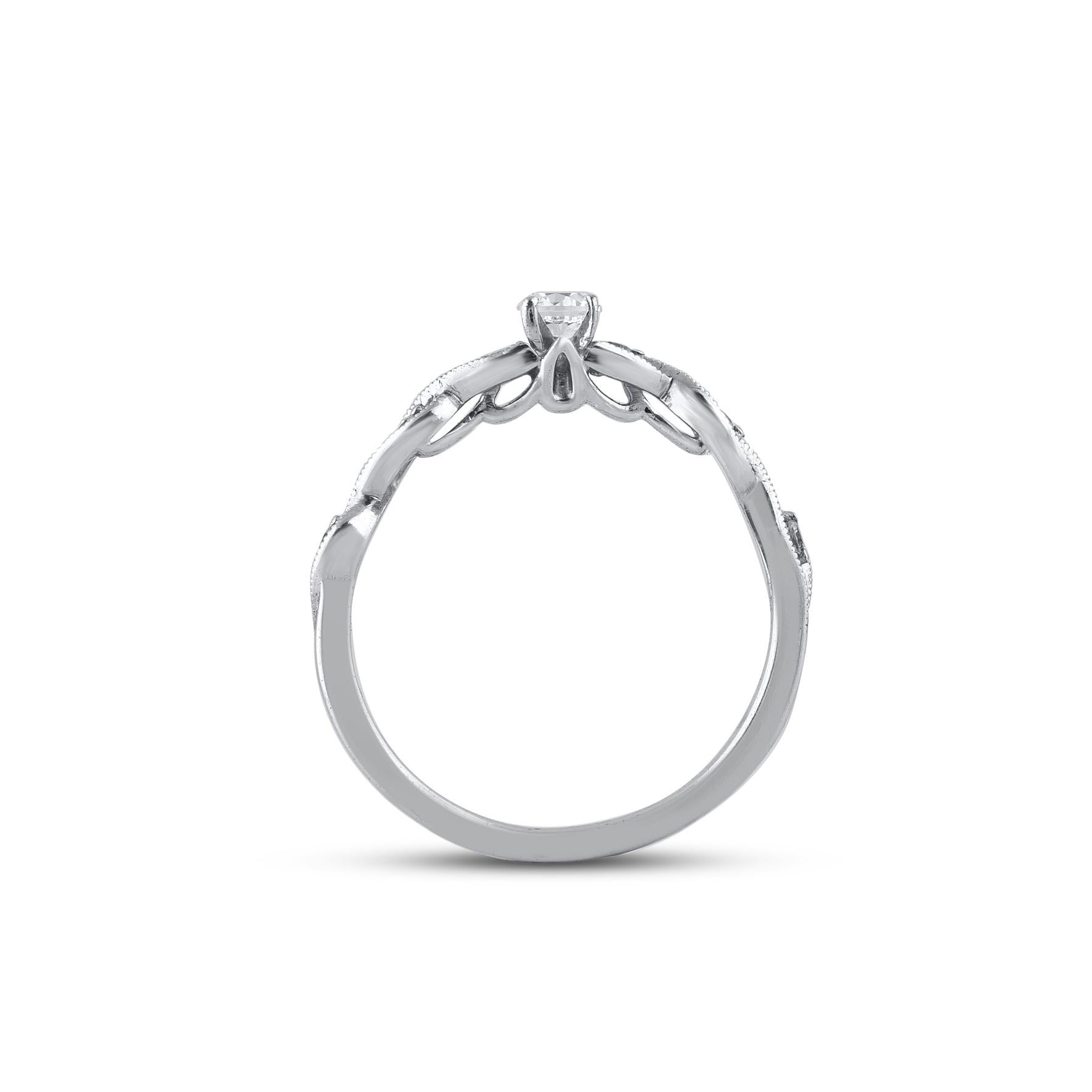 Women's TJD 0.25 Carat Brilliant Cut Diamond 14KT White Gold Solitaire Engagement Ring For Sale