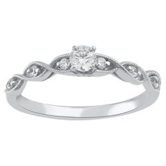 TJD 0.25 Carat Brilliante Cut Diamond 14KT White Gold Solitaire Engagement Ring