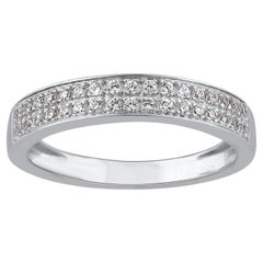 TJD 0.25 Carat Brilliante Cut Diamond 14KT White Gold Stackable Band Ring