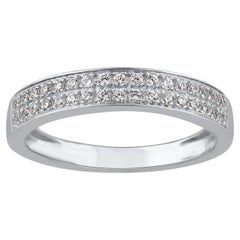 TJD 0.25 Carat Brilliant Cut Diamond 14KT White Gold Stackable Band Ring