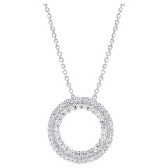 TJD 0.25 Carat Brilliant Cut Diamond Open Circle Pendant in 14KT White Gold