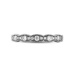 TJD 0.25 Carat Brilliant Diamond 14KT White Gold Stackable Wedding Band Ring