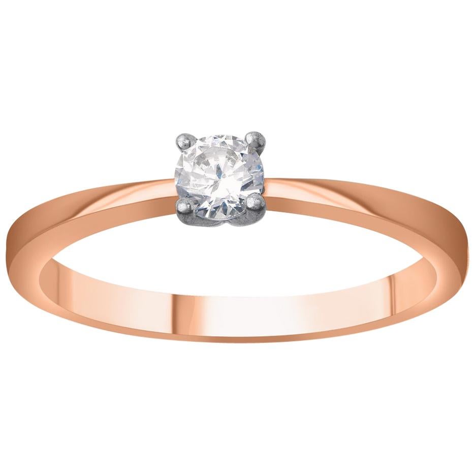 TJD 0.25 Carat Diamond 18 Karat Rose Gold Classic Beautiful Solitaire Ring For Sale