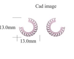 TJD 0.25 Carat Diamond 14 Karat Rose Gold Party C-Shape Designer Stud Earrings