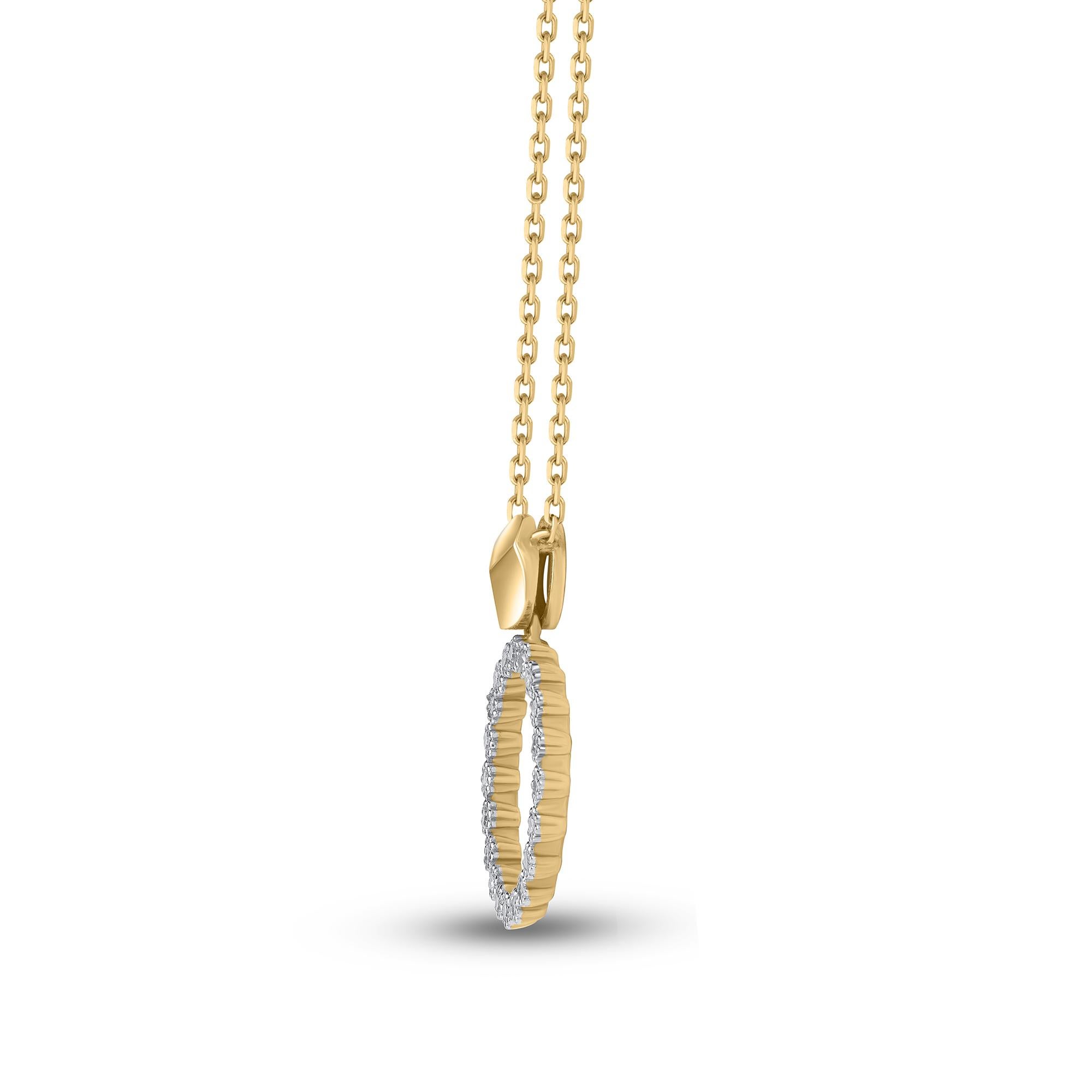 Moderne TJD Pendentif circulaire duo en or jaune 18 K, diamant de 0,25 carat, avec chaîne de 18 pouces en vente