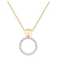 TJD 0.25 Carat Diamond 18 K Yellow Gold Duet Circular Pendant with 18 inch chain