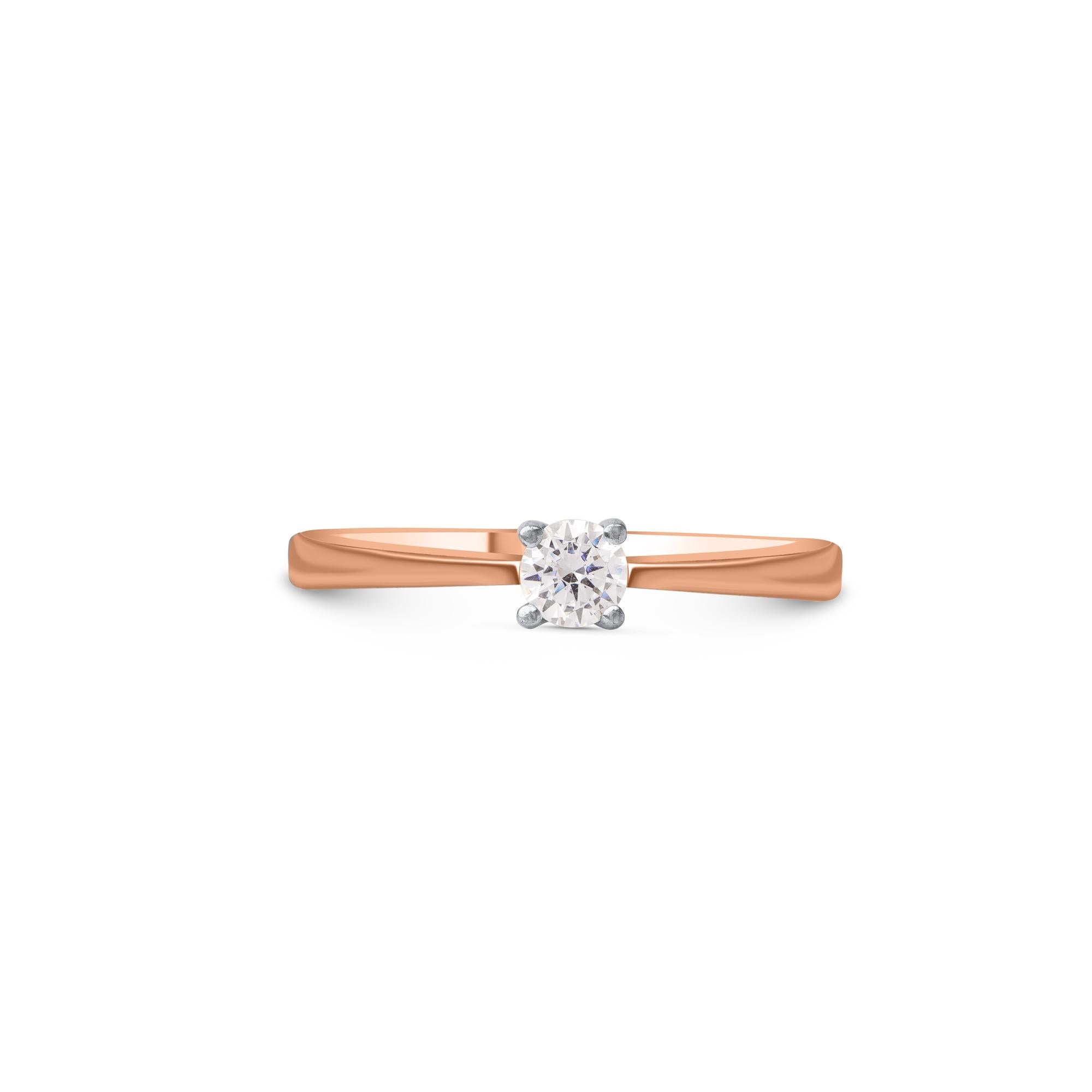 Moderne TJD 0.25 Carat Diamond 18 Karat Rose Gold Classic Beautiful Solitaire Ring en vente