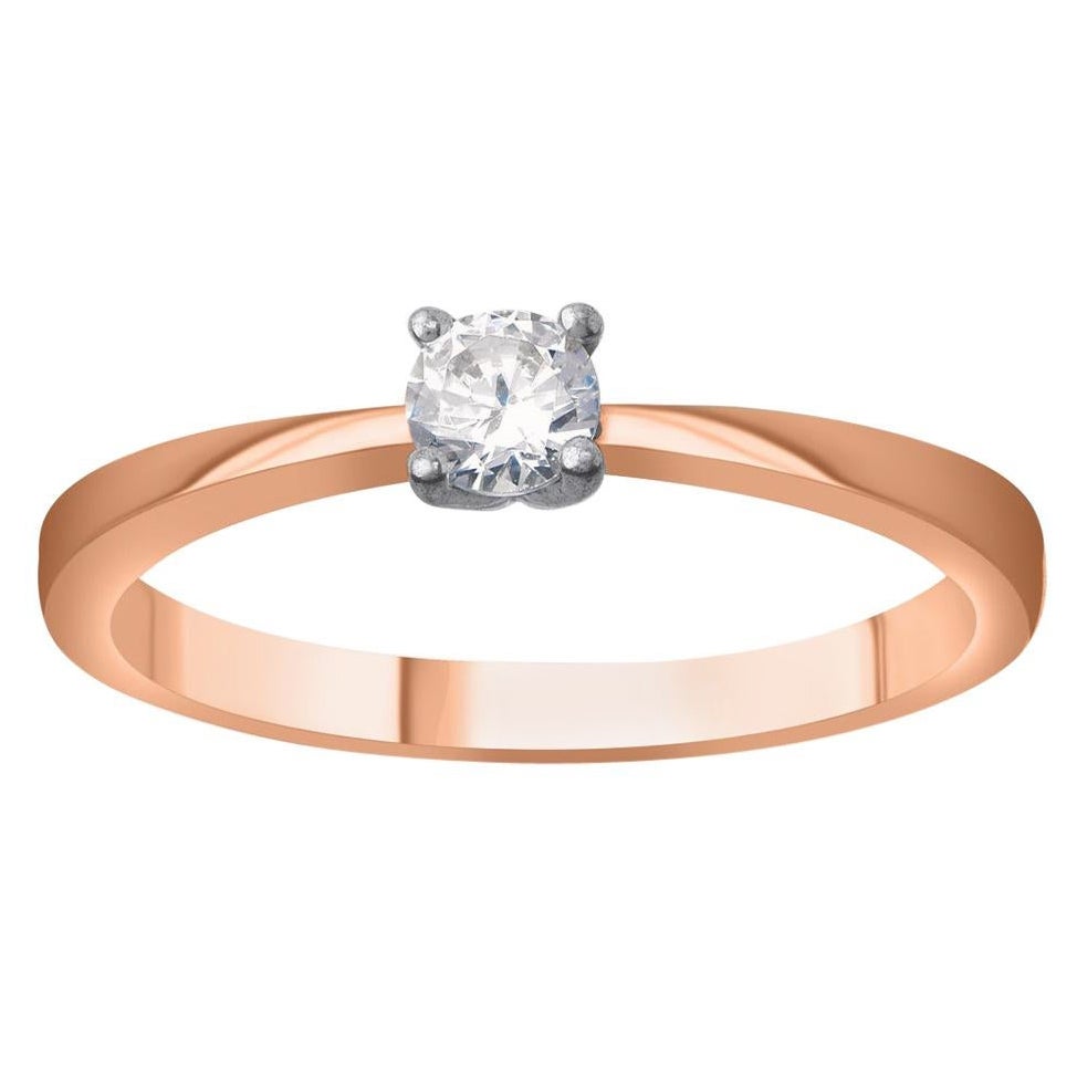 TJD 0.25 Carat Diamond 18 Karat Rose Gold Classic Beautiful Solitaire Ring en vente