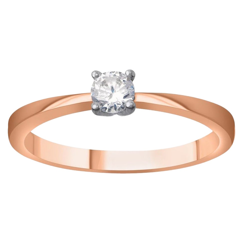 TJD 0.25 Carat Diamond 18 Karat Rose Gold Classic Beautiful Solitaire Ring
