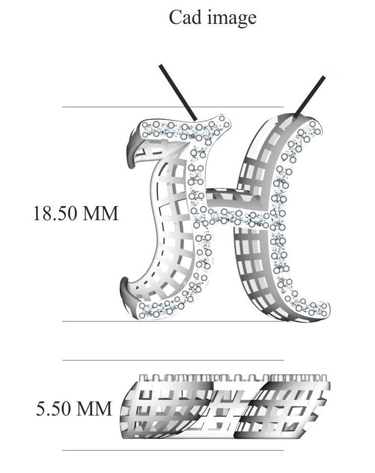 Les bijoux initiaux en diamant sont un excellent complément à votre tenue de tous les jours. Fabriqué par d'habiles artisans en or rose 18 carats et serti de 42 diamants blancs ronds de forme naturelle en serti clos, de couleur H-I et de pureté I1.