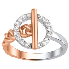 TJD 0,25 Karat Diamant 18 Karat zweifarbiger Goldkette Gliederring mit rundem und Bar-Ring