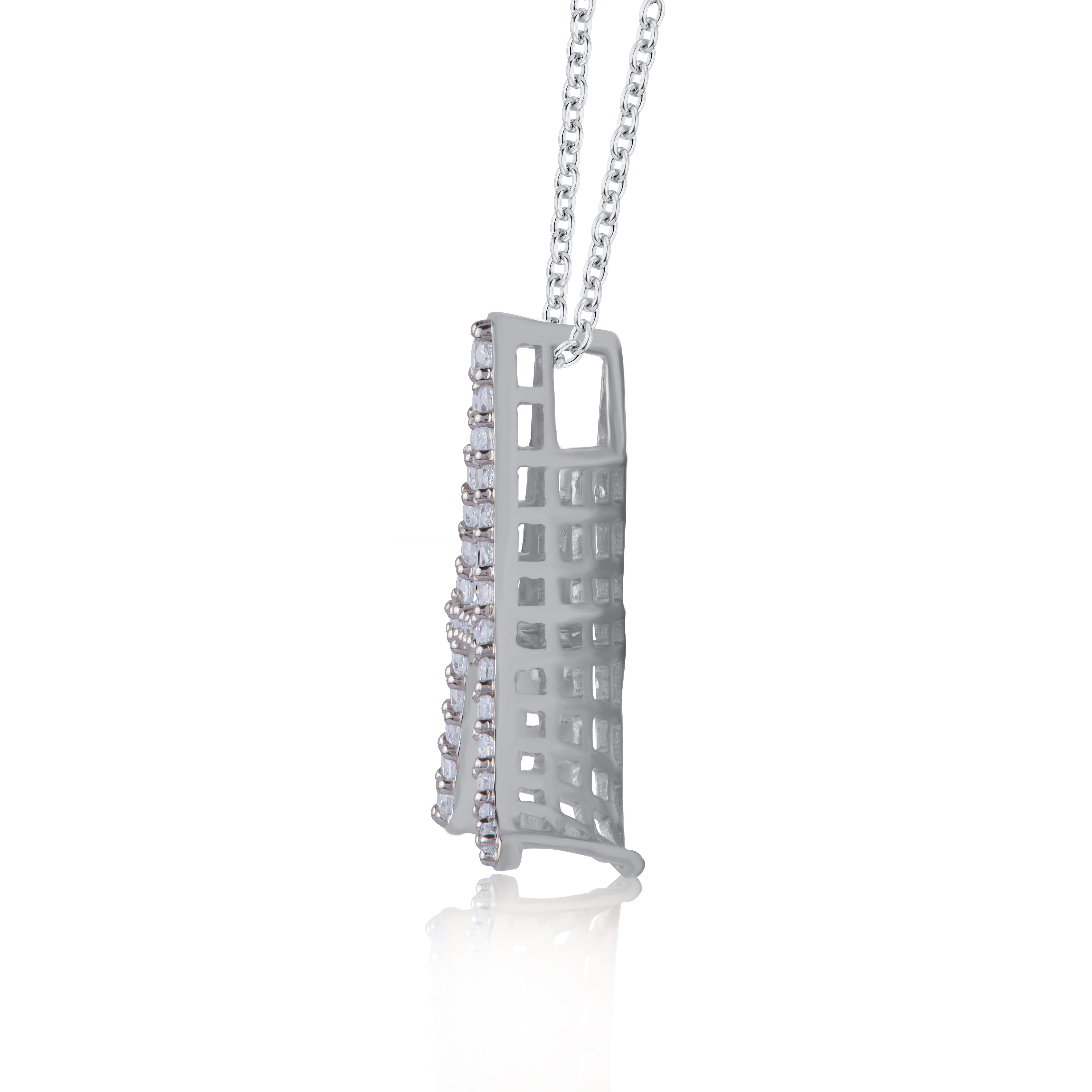 TJD 0,25 Karat Diamant 18 Karat Weißgold A Initial 3D Alphabet Charm-Anhänger (Rundschliff) im Angebot