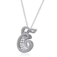 TJD 0.25 Carat Diamond 18 Karat White Gold E Initial 3D Alphabet Charm Pendant