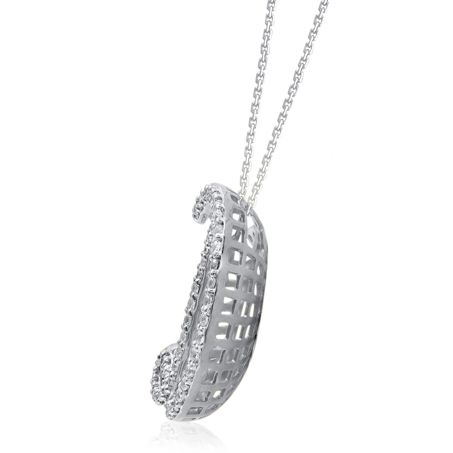 Round Cut TJD 0.25 Carat Diamond 18 Karat White Gold E Initial 3D Alphabet Charm Pendant For Sale