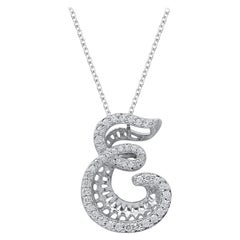 TJD 0.25 Carat Diamond 18 Karat White Gold E Initial 3D Alphabet Charm Pendant