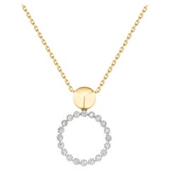 TJD 0.25 Carat Diamond 18 K Yellow Gold Duet Circular Pendant with 18 inch chain