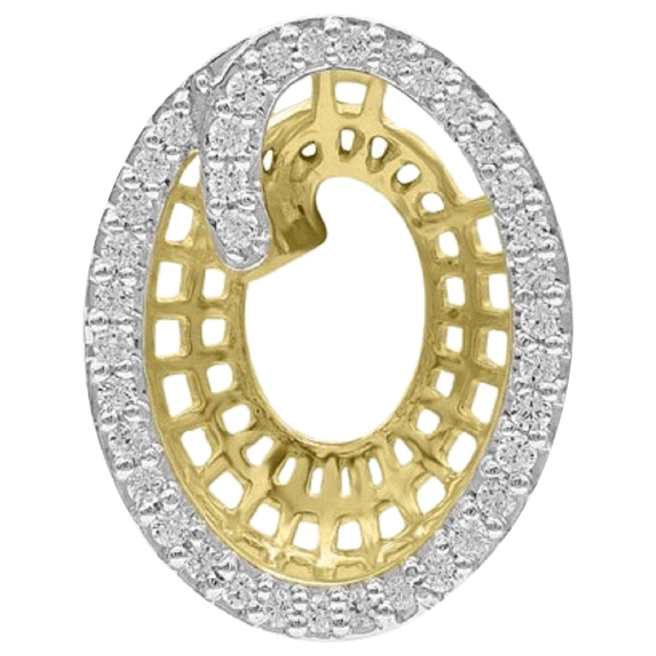 TJD 0.25 Carat Diamond 18 Karat Yellow Gold O Initial 3D Alphabet Charm Pendant For Sale