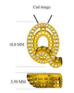 TJD 0.25 Carat Diamond 18 Karat Yellow Gold Q Initial 3D Alphabet Charm Pendant