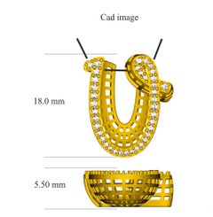 TJD 0.25 Carat Diamond 18 Karat Yellow Gold V Initial 3D Alphabet Charm Pendant