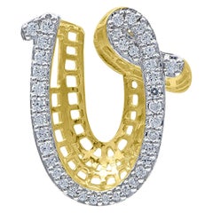 TJD 0,25 Karat Diamant 18 Karat Gelbgold V Initial 3D Alphabet Charm-Anhänger