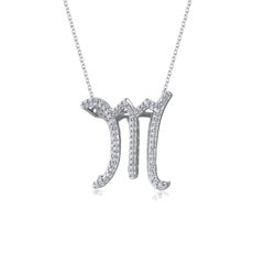 TJD 0.25 Carat M' Initial 3D Alphabet Diamond Pendants in 18 Karat White Gold
