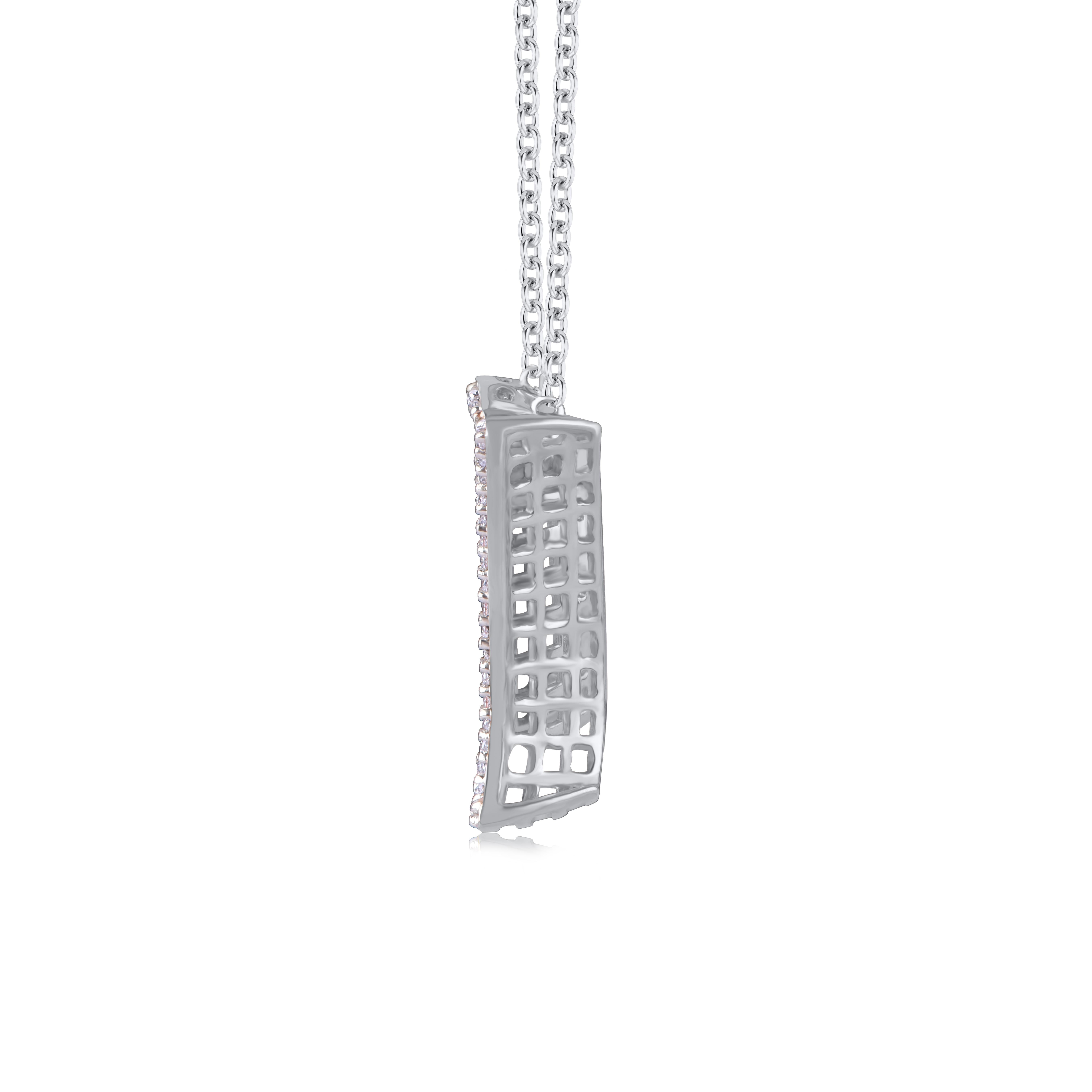 TJD 0,25 Karat M' Initial 3D Alphabet-Diamant-Anhänger aus 18 Karat Weißgold im Zustand „Neu“ im Angebot in New York, NY