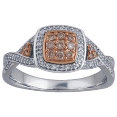 TJD 0.25 Carat Nat Pink Rosé & White Diamond 14 Karat White Gold Engagement Ring