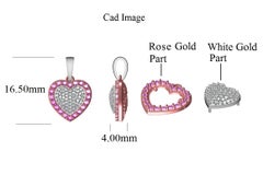 TJD 0.25 Quilates Nat. Colgante Corazón de Diseño en Oro de 18 Kt Rosa Rosado y Diamante Blanco