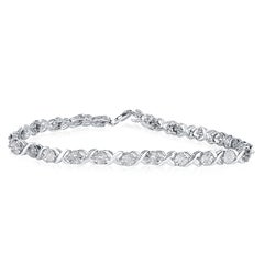 TJD 0.25 Carat Natural Brilliant cut Diamond 14 Karat White Gold Link Bracelet