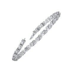 TJD 0.25 Carat Natural Brilliant cut Diamond 14 Karat White Gold Link Bracelet