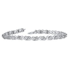 TJD Bracelet à maillons en or blanc 14 carats, diamant naturel de 0,25 carat et de taille Brilliante