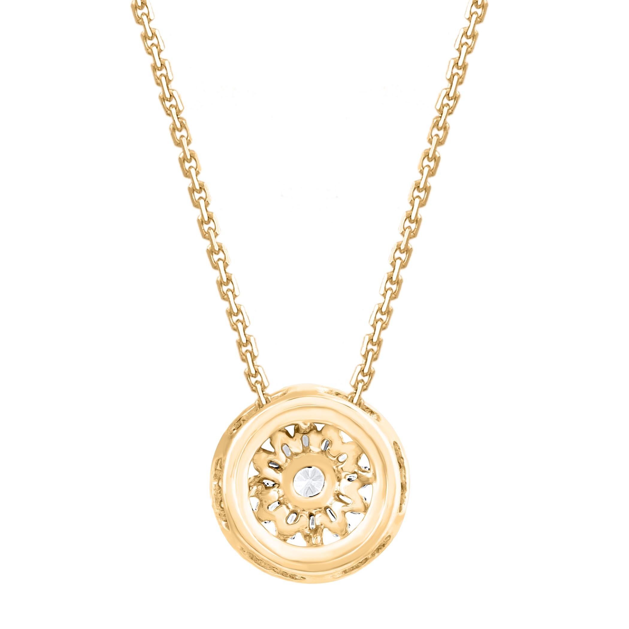 Contemporary TJD 0.25 Carat Natural Diamond 14 Karat Gold Cluster Circle Pendant Necklace For Sale