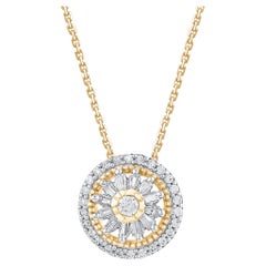 TJD 0,25 Karat natürlicher Diamant 14 Karat Gold Cluster Kreis-Anhänger Halskette