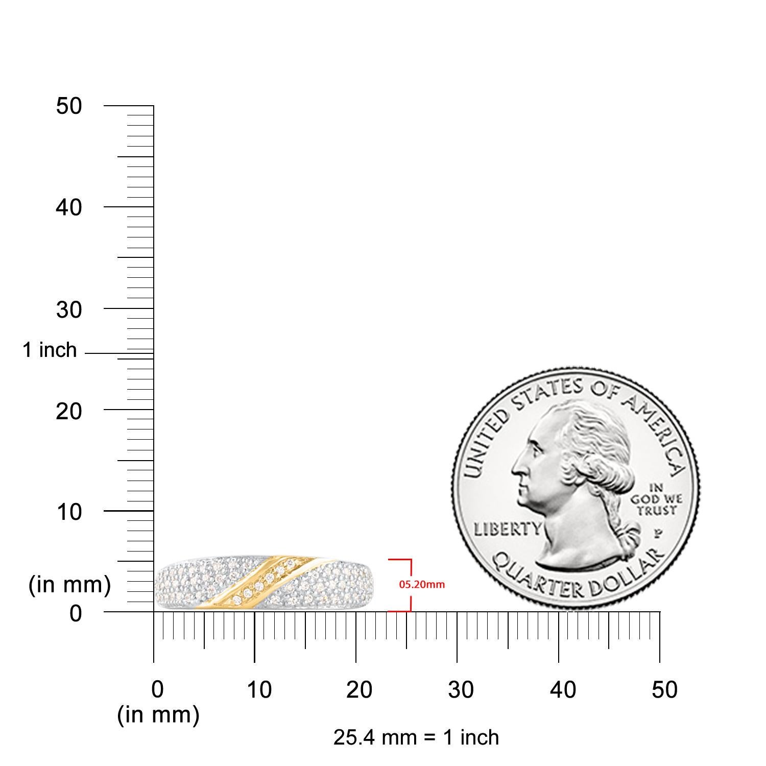 Taille simple Alliance en or bicolore 14 carats avec diamants naturels de 0,25 carat TJD en vente
