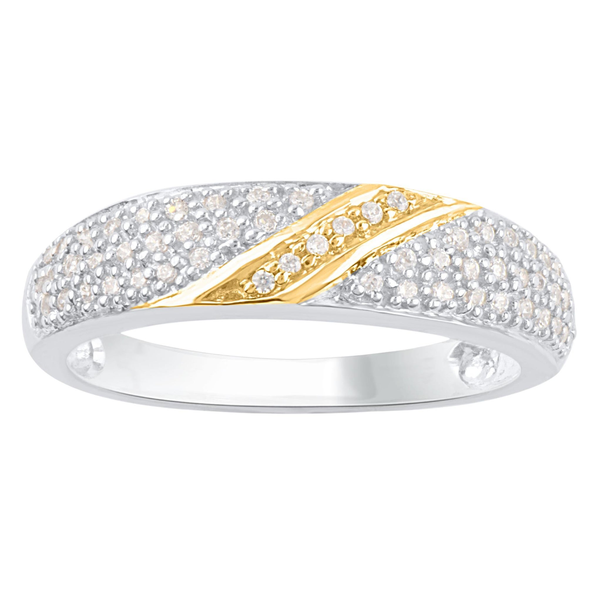 TJD 0.25 Carat Natural Diamond 14 Karat Two Tone Gold Wedding Band Ring