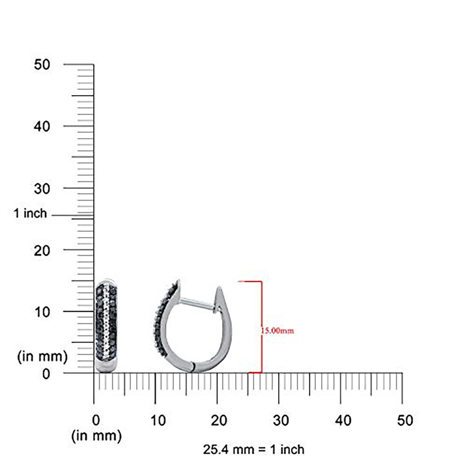Round Cut TJD 0.25 Carat Natural Diamond 14 Karat White Gold Huggie Hoop Earrings For Sale