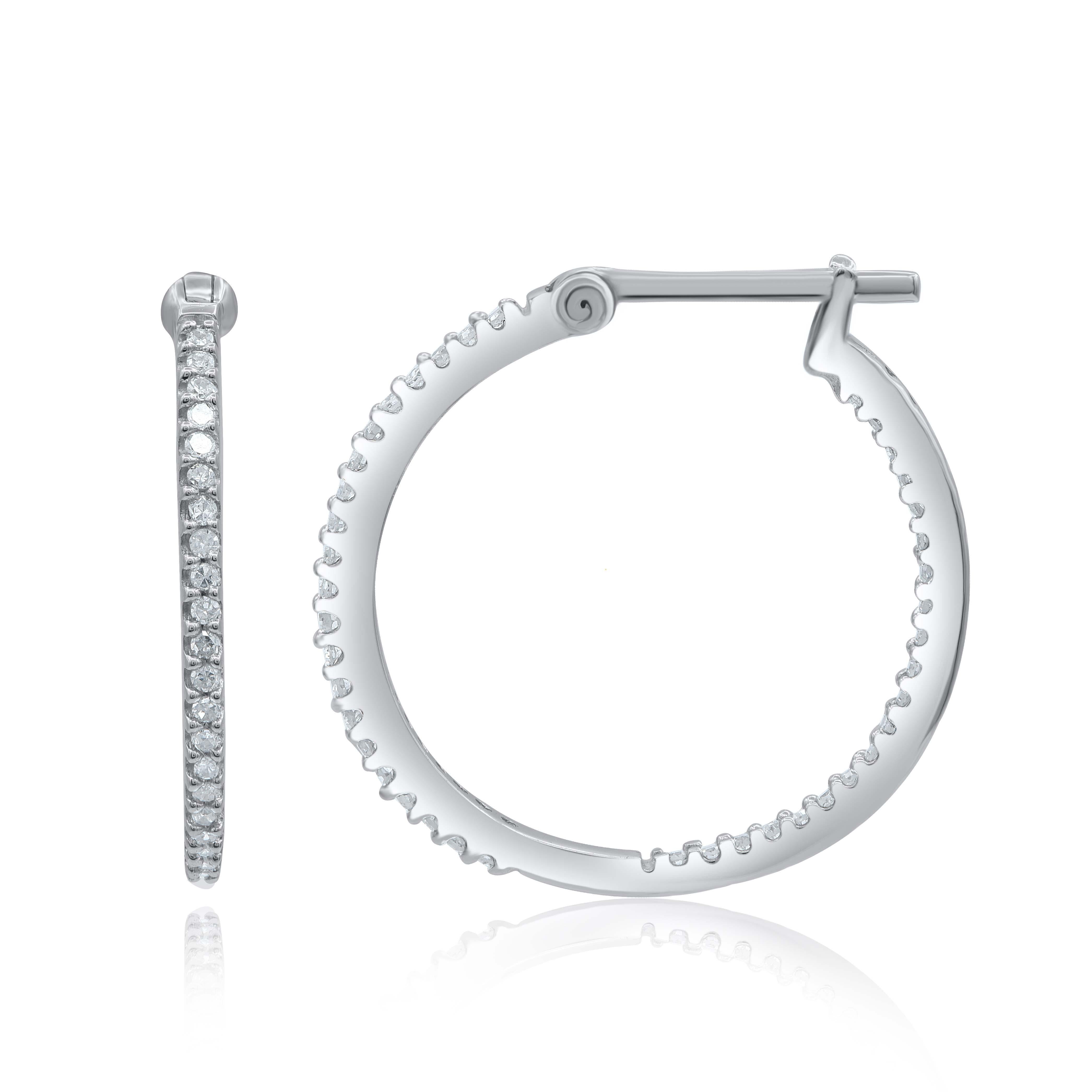 Moderne TJD - Boucles d'oreilles en or blanc 14 carats avec diamant naturel de 0,25 carat. en vente