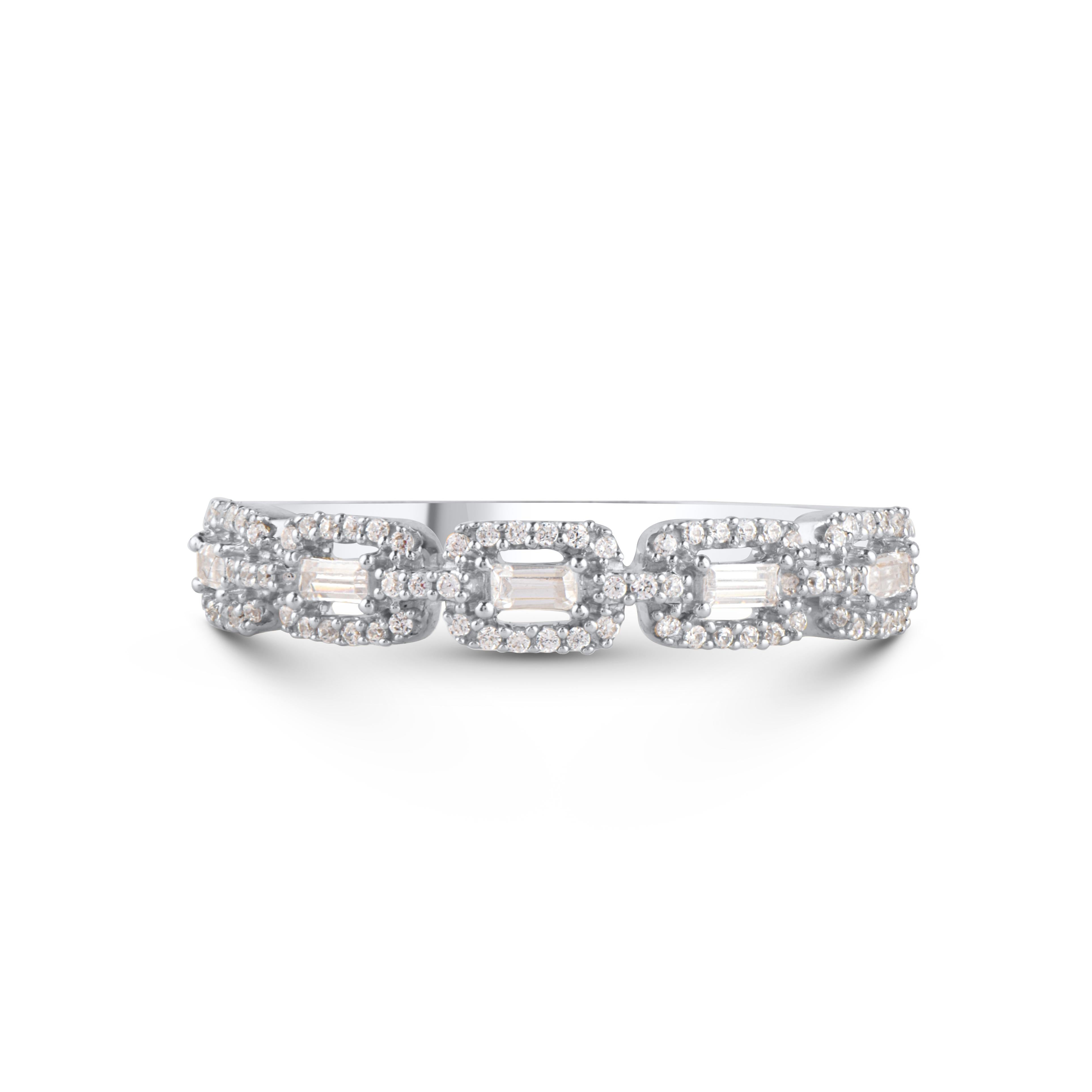 TJD 0,25 Karat natürlicher Diamant 14 Karat Weißgold Stapelbarer Ehering (Moderne) im Angebot