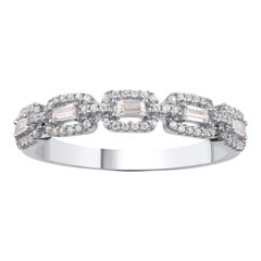 TJD 0.25 Carat Natural Diamond 14 Karat White Gold Stackable Wedding Band Ring