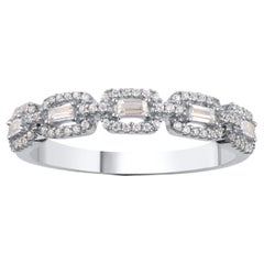 TJD 0.25 Carat Natural Diamond 14 Karat White Gold Stackable Wedding Band Ring