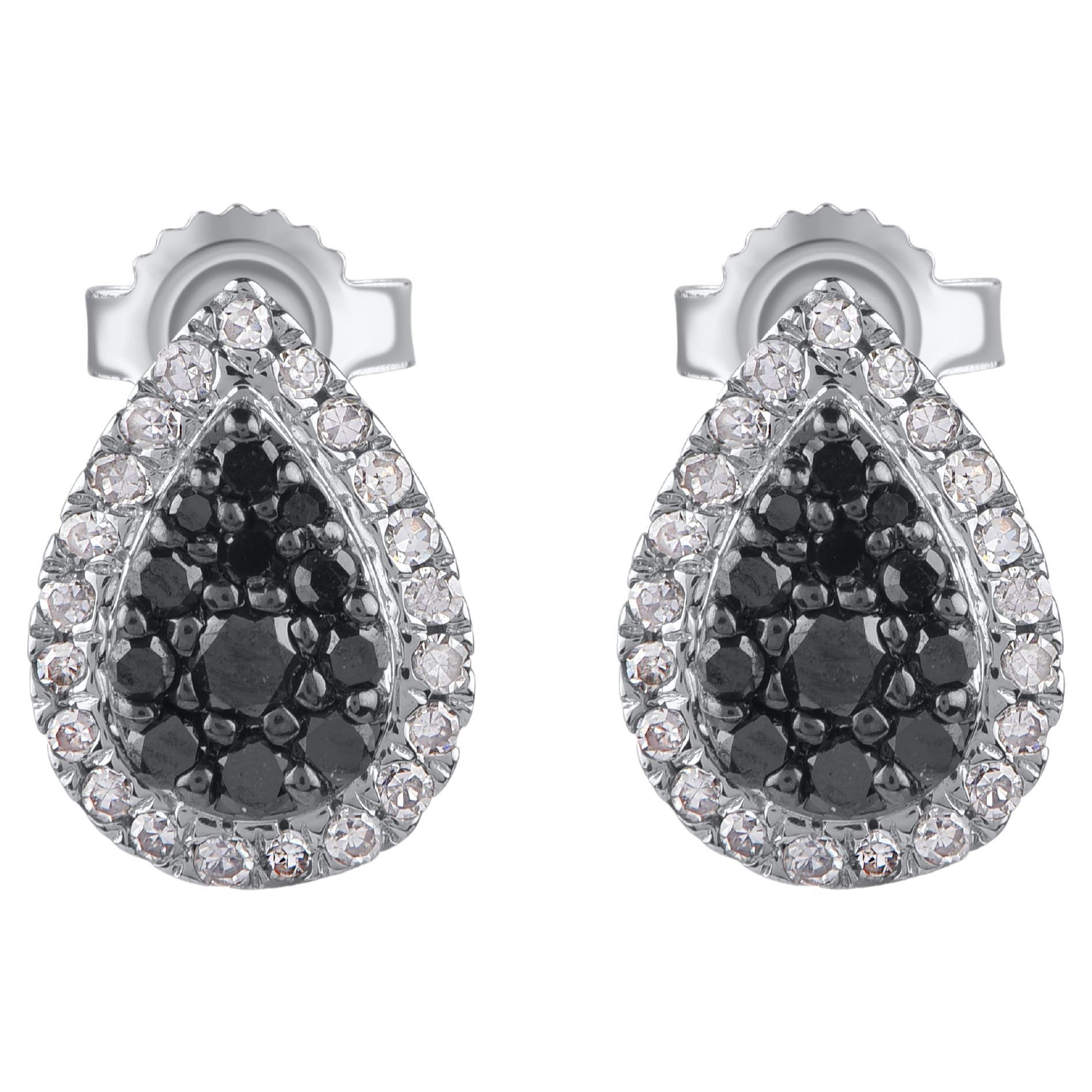 TJD 0.25 Carat Natural Diamond 14 Karat White Gold Teardrop Stud Earrings For Sale