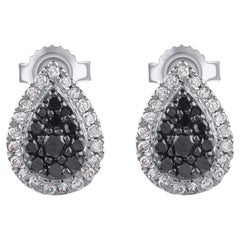 Clous d'oreilles en or blanc 14 carats avec diamants naturels de 0,25 carat TJD