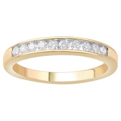 TJD 0.25 Carat Natural Diamond 14 Karat Yellow Gold Stackable Wedding Band Ring