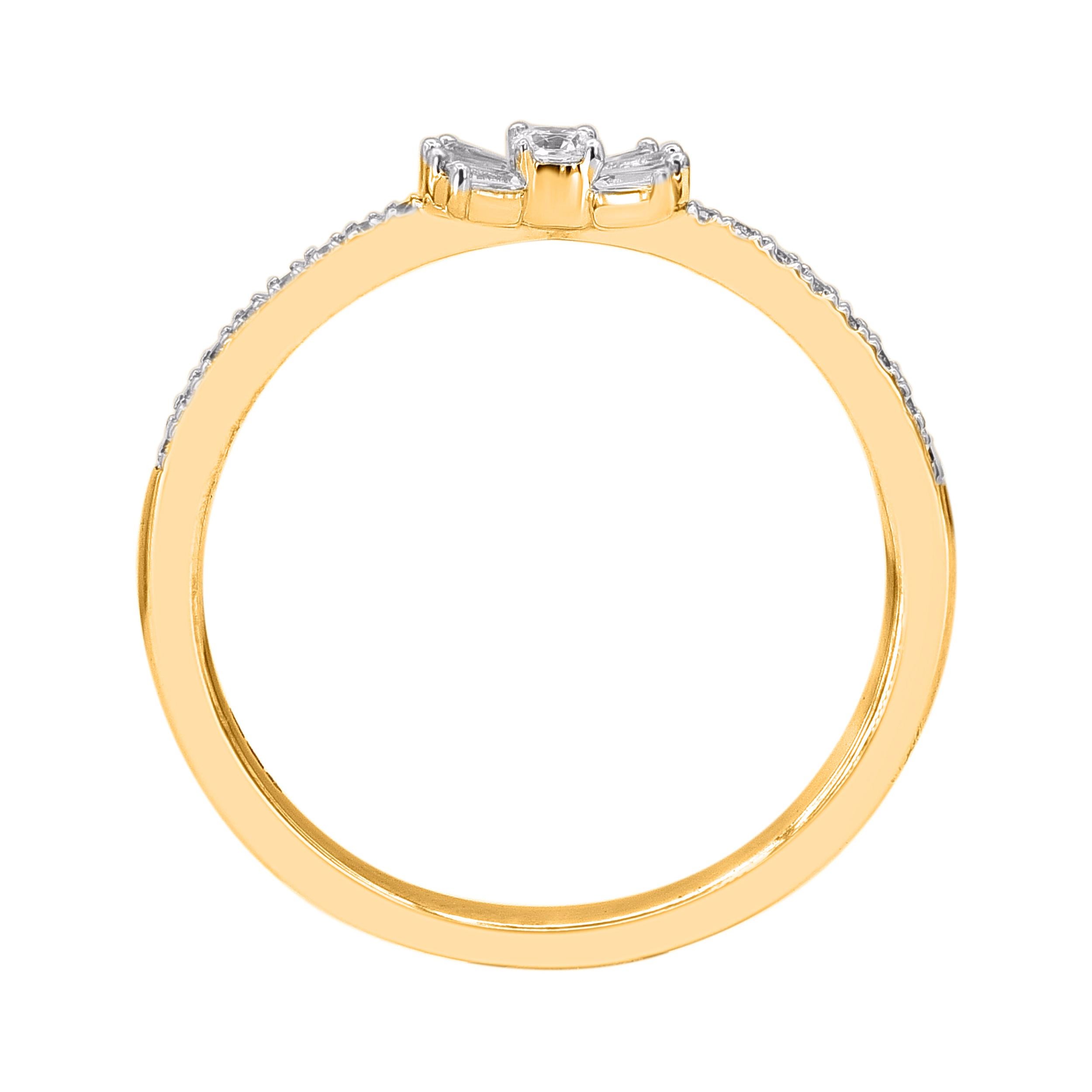 Moderne Bague à nœud en or jaune 14 carats avec diamant naturel de 0,25 carat TJD en vente