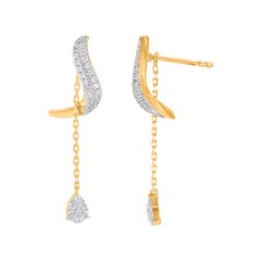 TJD 0,25 Karat Naturdiamant Tropfen Ohrringe in 10K Gelbgold