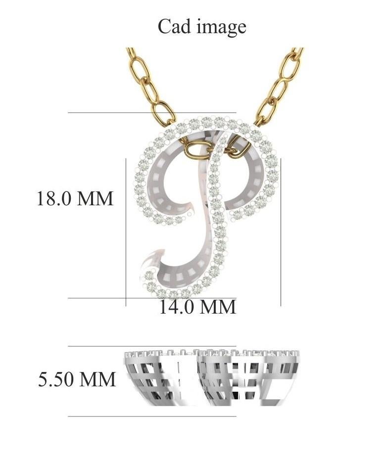 The stunning 3D initial uppercase pendant is a piece of jewelry that you will surely cherish. crafted by our skilful craftsmen in 18 KT yellow gold and Studded with 44 hand-set round shaped natural white diamonds in prong setting and shine in H-I